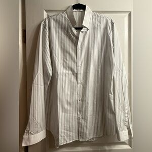 DIOR White Pinstripe Men's Dress Shirt